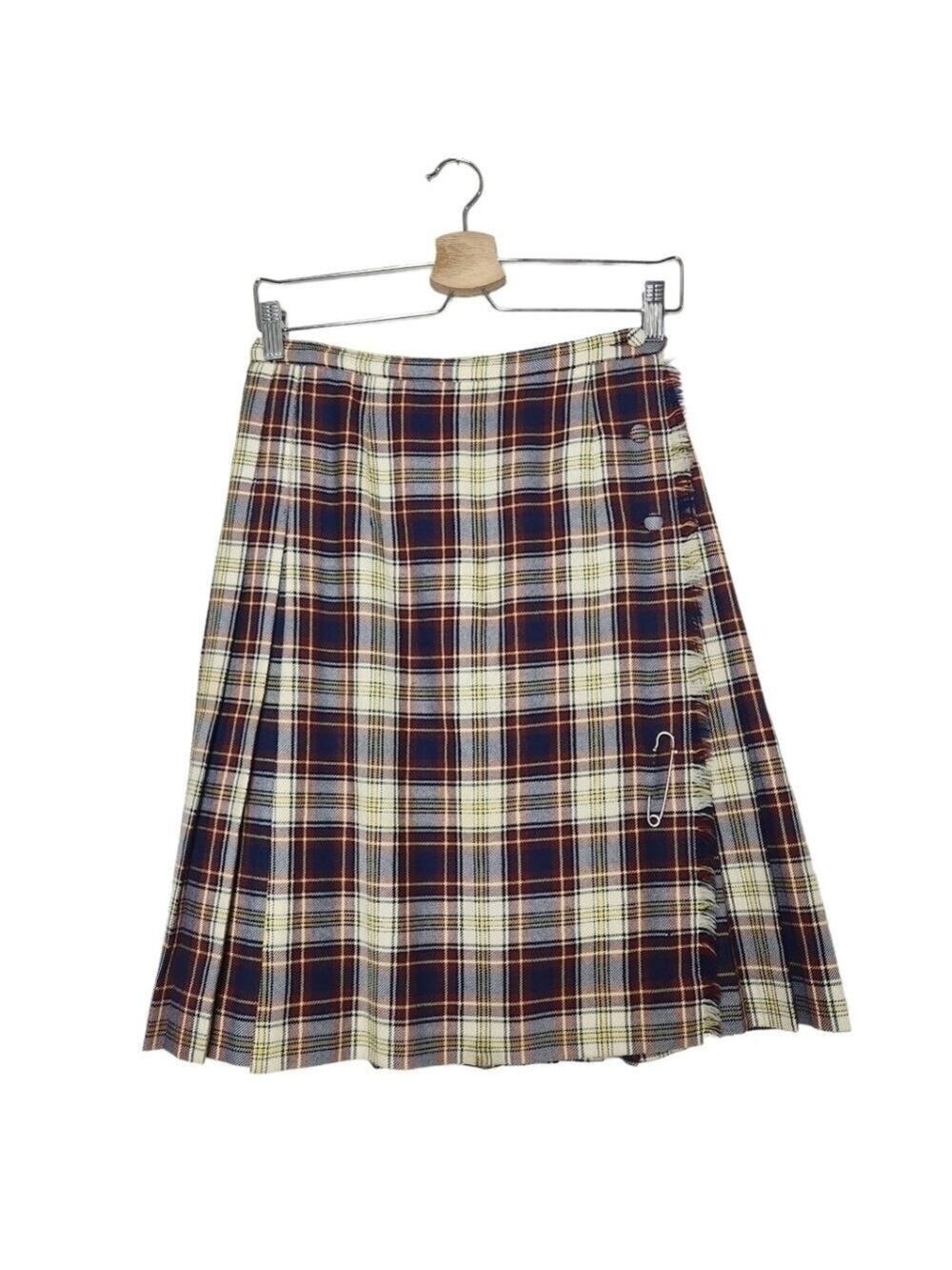 𝅺VINTAGE 100% Wool Kilt Skirt Small